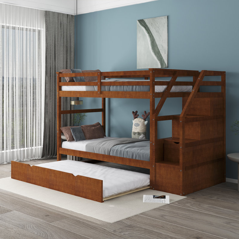 Lightsey twin over twin bunk bed with trundle harriet bee bed frame discount